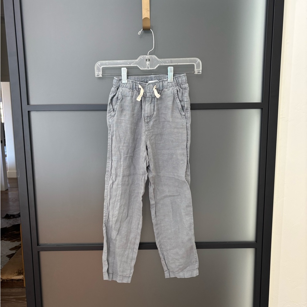Zara gray Linen kids drawstring pants